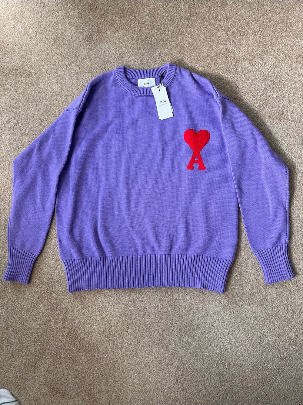 AMI Alexandre Mattiussi Logo-Intarsia Cotton Blend Sweater